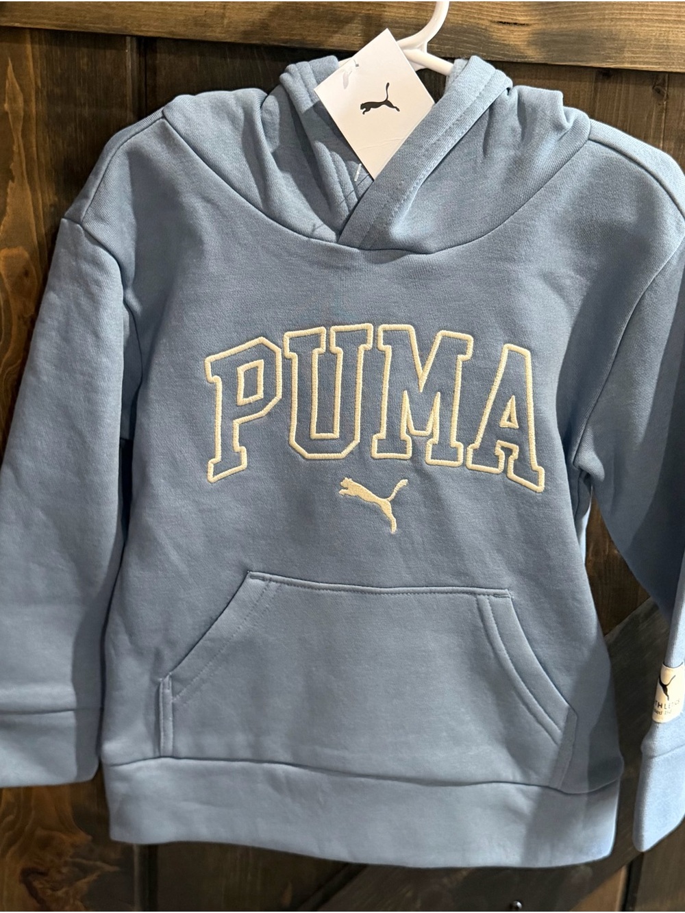 Puma Light Blue Pullover Hoodie with White Logo